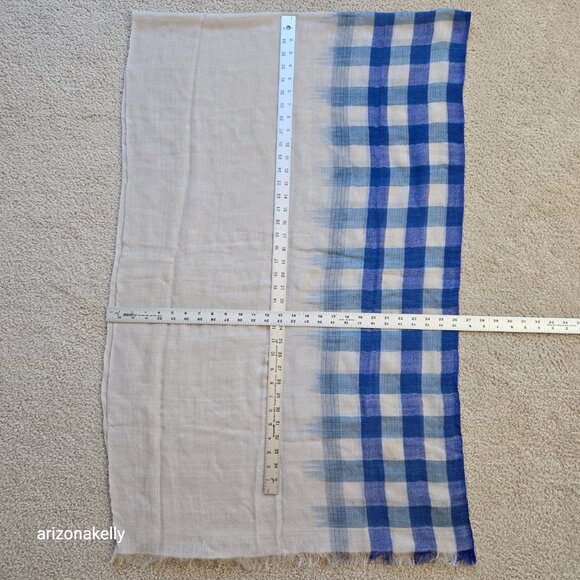 Eileen Fisher Wool Woven Lightweight Scarf Gradient Ombre Buffalo Plaid - Picture 12 of 12